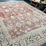9’6 x 13’1 Classic Antique Rug Muted Warm Red, Black & Beige '5326