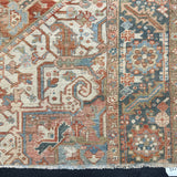 2’6 x 9’9 Vintage Runner Fragment Muted Blue, Beige & Burnt Orange '5123