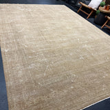9’ x 13’3 Vintage Rug Camel Beige, Gray, Sage & Denim '4954