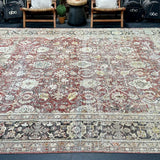 9’6 x 13’1 Classic Antique Rug Muted Warm Red, Black & Beige '5326