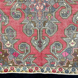 4’4 x 7’3 Vintage Turkish Oushak Carpet Muted Raspberry & Blue