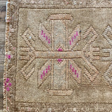 1’5 x 3’2 Antique Kars Rug Muted Camel, Apricot, & Pink