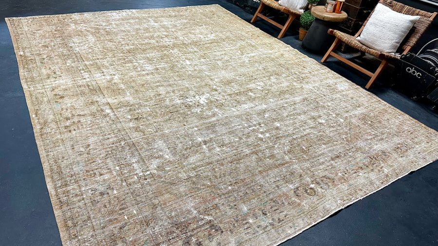 9’5 x 12’3 Classic Antique Rug Muted Beige & Turquoise