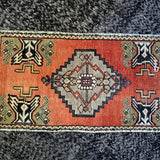 1’7 x 3’ Vintage Turkish Oushak Rug Muted Rust, Taupe & Green