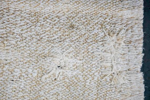 MCM Organic Hemp Rug 6 x 8 Vintage Turkish Kilim White + Ecru