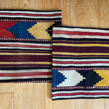 Set of 2 Vintage Turkish Kilim Pillows 19” x 19” Wool Carpet Fragment 1970's (cover only) 1270, 1303