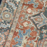 2’6 x 9’9 Vintage Runner Fragment Muted Blue, Beige & Burnt Orange '5123