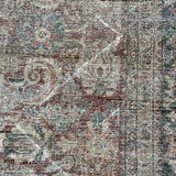 9’4 x 12’6 Classic Antique Rug Muted Gray, Red & Blue '5268