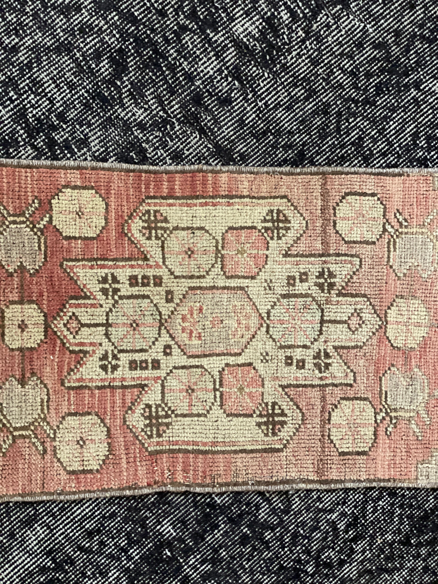1’4 x 3’6 Vintage Oushak Mat Rug Muted Copper, Cement & Brown SB