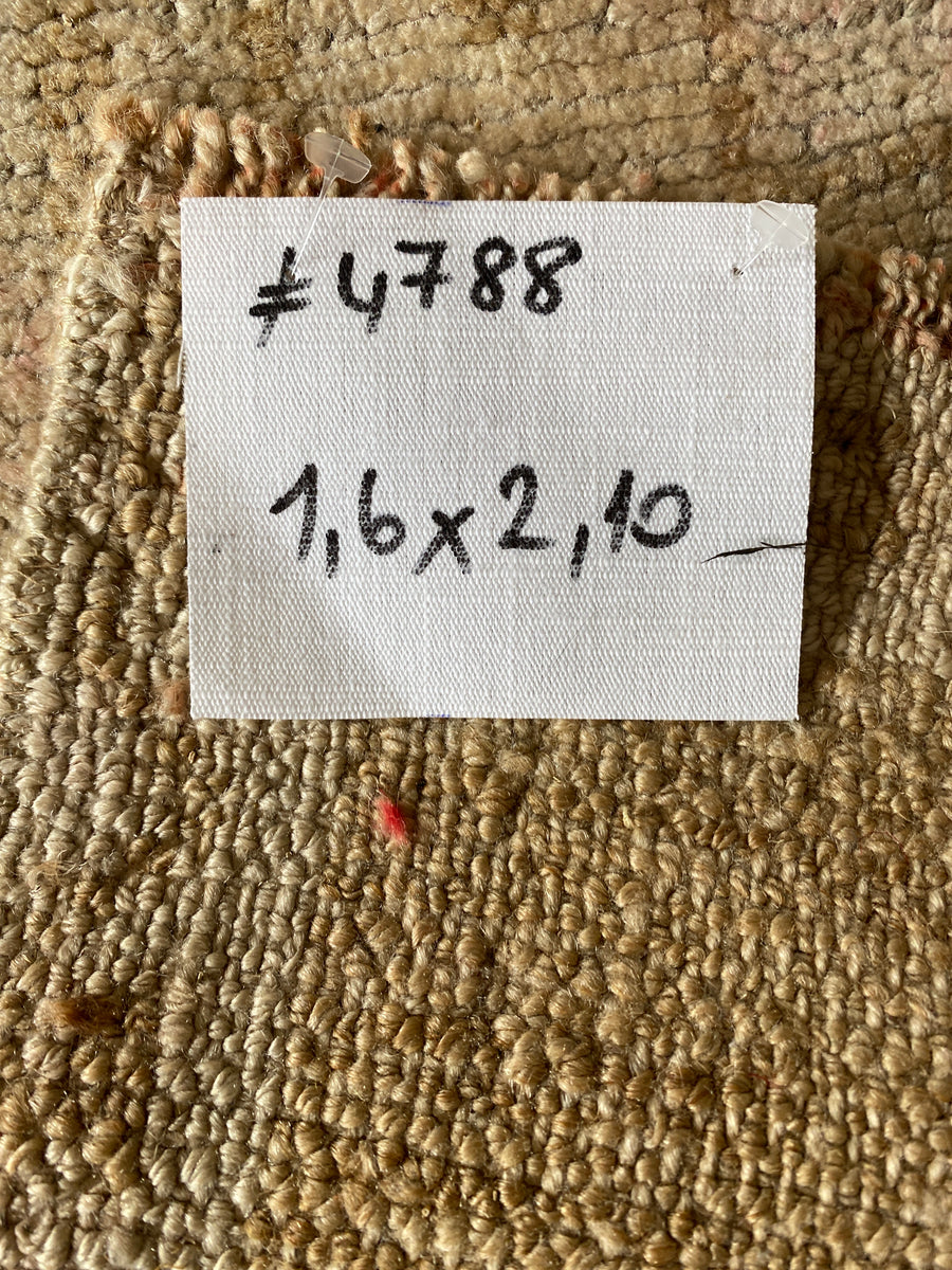 1’6 x 2’10 Antique Turkish Taspinar Rug Muted Camel Brown, Greige & Pink