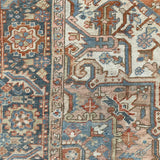 2’6 x 9’9 Vintage Runner Fragment Muted Blue, Beige & Burnt Orange '5123