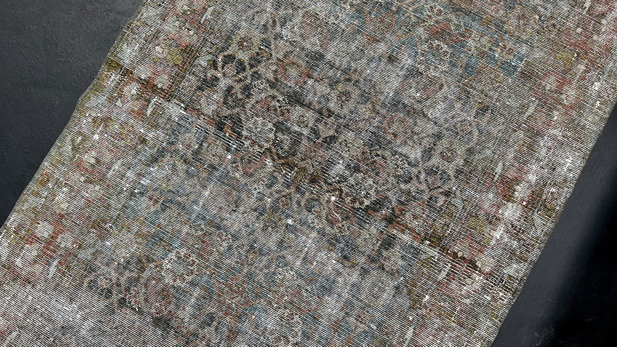 3’5 x 13’7 Classic Antique Malayer Runner Muted Turquoise Blue, Copper & Gray SB