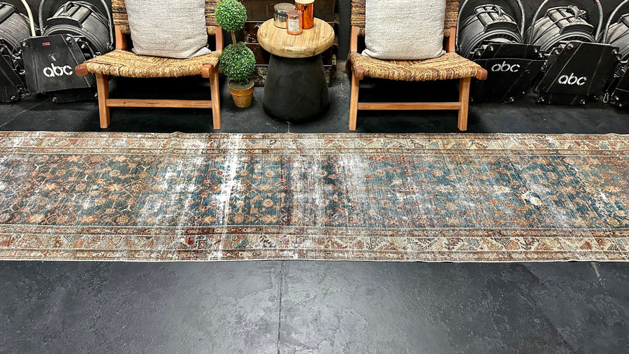 2’10 x 15’8 Classic Antique Runner Muted Blue, Copper & Gray