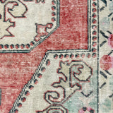 4’3 x 7’5 Vintage Turkish Oushak Carpet Muted Red, Bone & Blue '4395