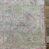 1’6 x 2’10 Antique Turkish Taspinar Rug Muted Camel Brown, Greige & Pink