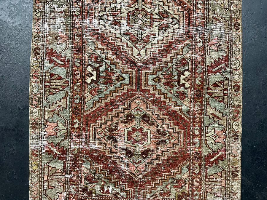 3’ x 16’ Classic Antique Runner Muted Blue, Clay Green, Red & Gray