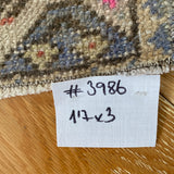 1’7 x 3’ Vintage Turkish Oushak Rug Muted Brick, Gray & Blue '3986