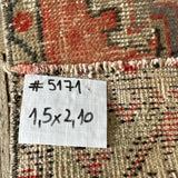 1’5 x 2’10 Vintage Turkish Oushak Rug Muted Rust, Beige & Purple '5171