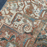 2’6 x 9’9 Vintage Runner Fragment Muted Blue, Beige & Burnt Orange '5123