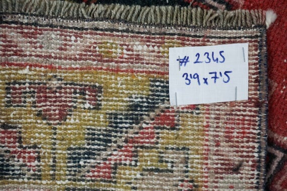 3'9 x 7'5 Vintage Oushak Rug Red, Black & Gold