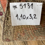 1’10 x 3’2 Vintage Oushak Runner Muted Gray, Copper & Wine '5131