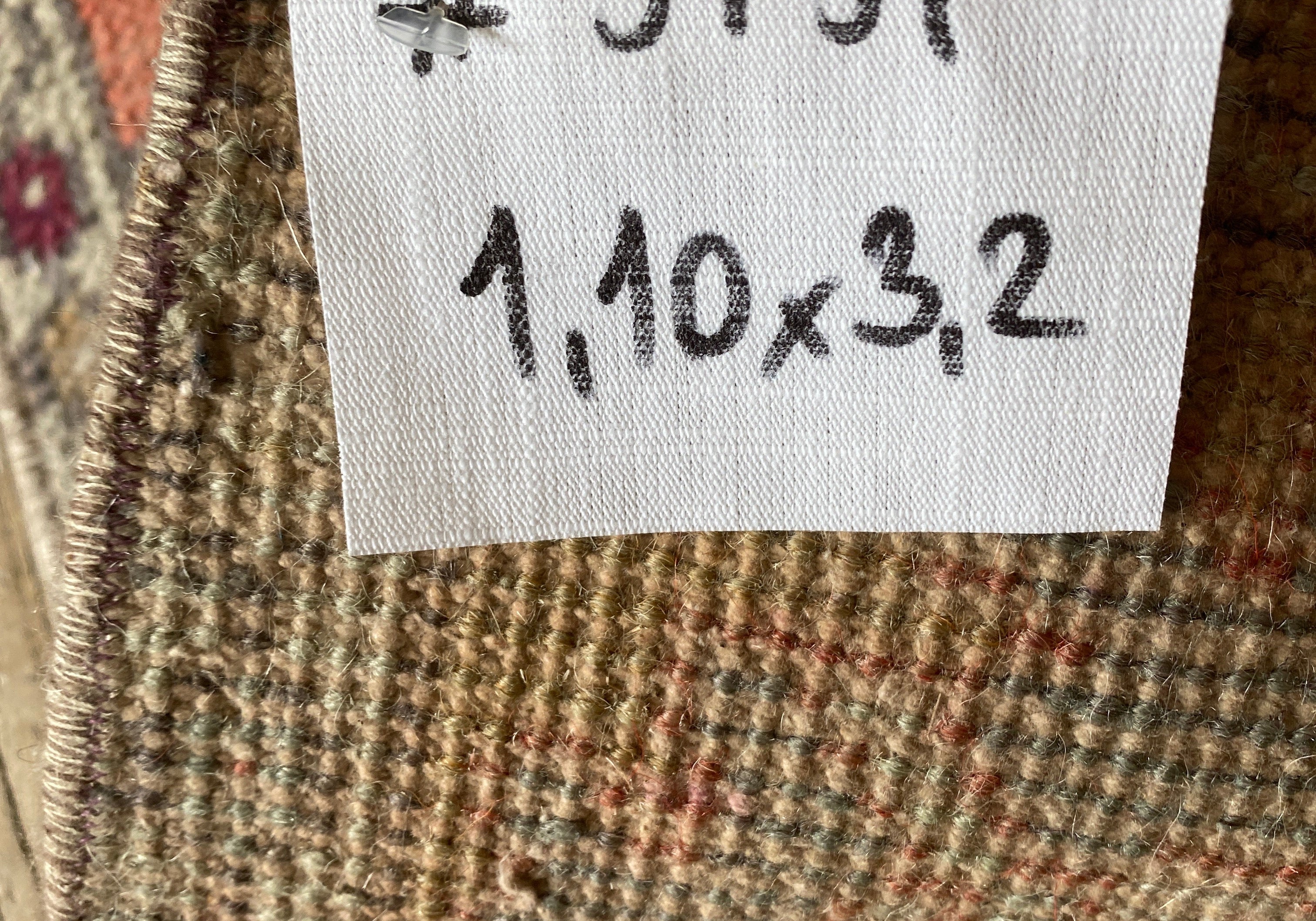 1’10 x 3’2 Vintage Oushak Runner Muted Gray, Copper & Wine '5131 Linda's Barn
