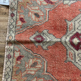 1’10 x 3’2 Vintage Oushak Runner Muted Gray, Copper & Wine '5131