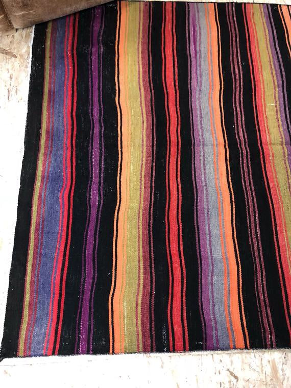5 X 12 Turkish Kilim Runner 80's Natural Dyes Handmade Anatoloian Carpet
