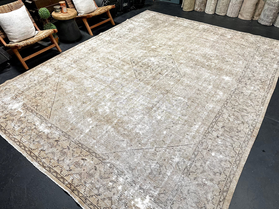 10’ x 12’10 Classic Vintage Rug Muted Gray-Beige + Sage Green