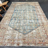 7’ x 13’8 Classic Antique Rug Muted Gray, Blue & Red