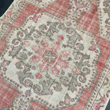 4’7 x 7’6 Vintage Turkish Oushak Carpet Muted Red, Clay & Gray