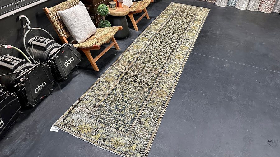 3’1 x 13’7 Classic Antique Runner Muted Blue, Black & Taupe