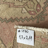 1’7 x 2’11 Vintage Turkish Oushak Rug Muted Camel, Brown & Rose '5170