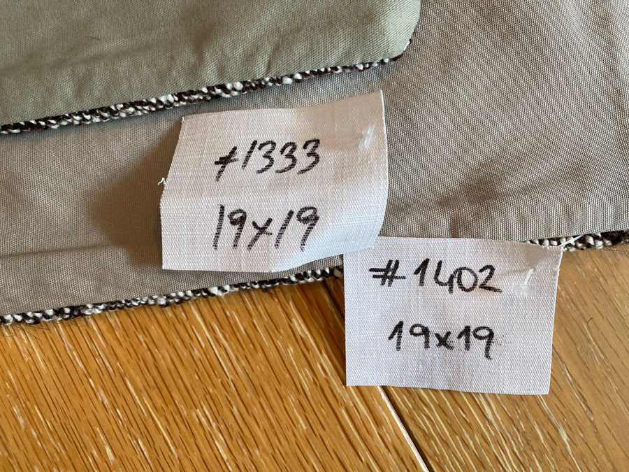 Set of 2 Vintage Turkish Kilim Pillows 19" X 19" Dark Brown Tweed Grain Sack Fragments 1970's (covers only)