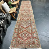 3’ x 16’ Classic Antique Runner Muted Blue, Clay Green, Red & Gray