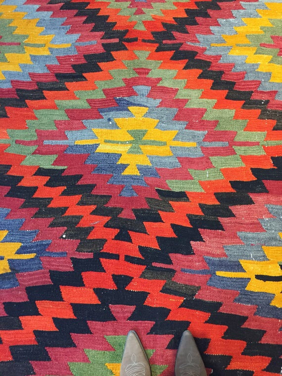 5 X 10 Vintage Turkish Pink Kilim  Geometric Southwestern Navajo