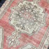 4’8 x 7’6 Vintage Turkish Oushak Carpet Muted Coral & Gray