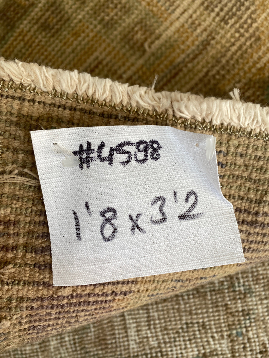 1’8 x 3’2 Vintage Turkish Oushak Mat Rug Muted Salmon, Teal + Heather
