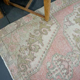 4'5 x 7'3 Oushak Rug Faded Red & Olive Green Carpet