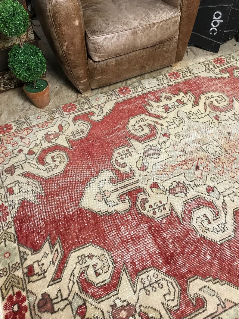 4 X 7 Vintage Turkish Oushak Rug Soft Colors